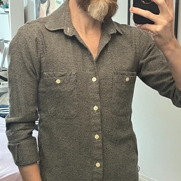 *Canadian Made* ~ Eighteen Waits ~ Long Sleeve Pocket Shirt Soft Grey *Vintage* - Picture 6 of 12